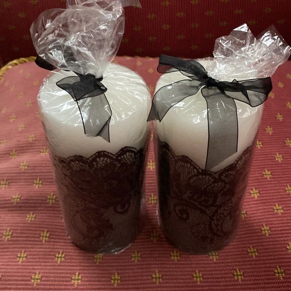 Pier One White Candles with Black design - Picture 2 of 6